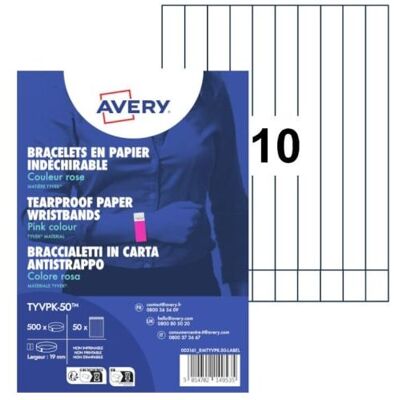 Avery TYVPK-50, Tapahtumaranneke, Vaaleanpunainen, Paperi, Yksivärinen, Unisex, Liima Avery TYVPK-50, Tapahtumaranneke, Vaaleanpunainen, Paperi, Yksivärinen, Unisex, Liima