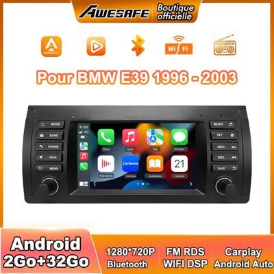 AWESAFE Autoradio Android 13 BMW E39:lle (1996-2003) 2Go+32Go 7'' Kosketusnäyttö GPS Carplay Android Auto Bluetooth AWESAFE Autoradio Android 13 BMW E39:lle (1996-2003) 2Go+32Go 7'' Kosketusnäyttö GPS Carplay Android Auto Bluetooth