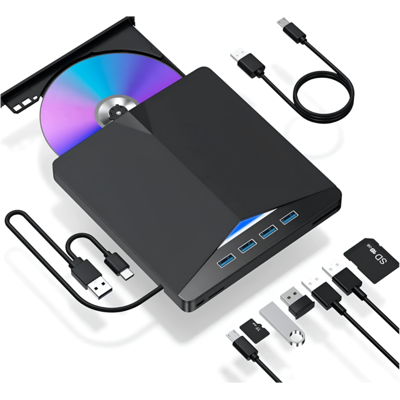 7-in-1 USB 3.0x4 Ulkoinen CD/DVD-poltin SD/TF-kortinlukija USB-keskitin 7-in-1 USB 3.0x4 Ulkoinen CD/DVD-poltin SD/TF-kortinlukija USB-keskitin