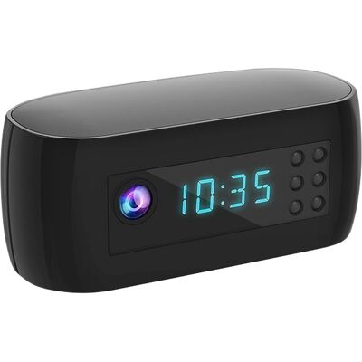 Digitaalinen kauko-ohjattava / liiketunnistimella varustettu WiFi-kelloradio piilokameralla ja pimeänäöllä, akulla Digitaalinen kauko-ohjattava / liiketunnistimella varustettu WiFi-kelloradio piilokameralla ja pimeänäöllä, akulla