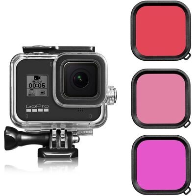 GoPro Hero 8 Black vedenpitävä kotelo, jossa on kolminkertainen linssisuodatin GoPro Hero 8 Black vedenpitävä kotelo, jossa on kolminkertainen linssisuodatin