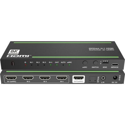 NÖRDIC 8K HDMI 2.1 eARC/ARC -kytkin ja Extractor 4-1 optinen SPDIF & Stereo CEC HDR Dolby Atmos, True HD, Digital Plus, DTS-HD Master NÖRDIC 8K HDMI 2.1 eARC/ARC -kytkin ja Extractor 4-1 optinen SPDIF & Stereo CEC HDR Dolby Atmos, True HD, Digital Plus, DTS-HD Master