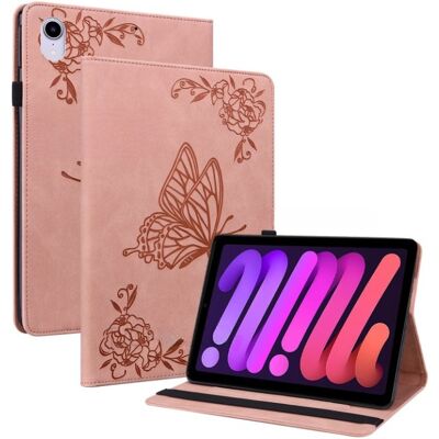 Apple iPad mini 6 (2021) Kotelo Imprinted Butterfly Flower - Pinkki Apple iPad mini 6 (2021) Kotelo Imprinted Butterfly Flower - Pinkki