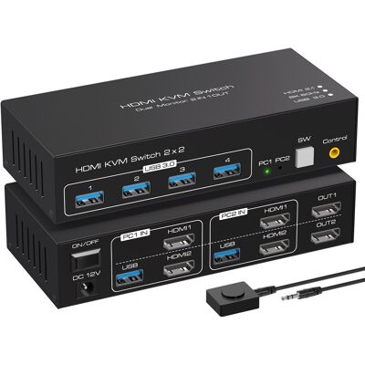 Nördic Kaksoisnäyttö KVM-kytkin - Tukee 8K60Hz - 4K120Hz - HDMI 2.1 Nördic Kaksoisnäyttö KVM-kytkin - Tukee 8K60Hz - 4K120Hz - HDMI 2.1