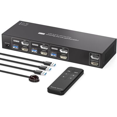 NÖRDIC KVM-kytkin 3/2 8K60Hz DP 1.4 HDMI 2.0 KVM USB 3.0 NÖRDIC KVM-kytkin 3/2 8K60Hz DP 1.4 HDMI 2.0 KVM USB 3.0