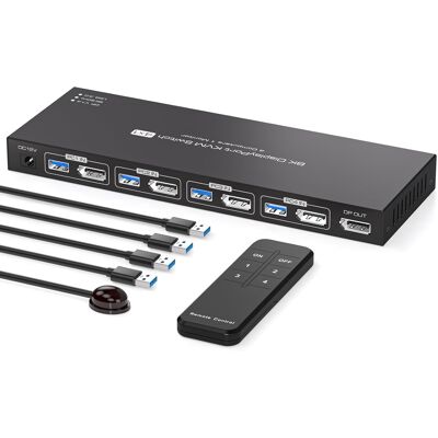NÖRDIC KVM-kytkin 4–1 DP 8K60Hz 4K144Hz 4xUSB 3.0 NÖRDIC KVM-kytkin 4–1 DP 8K60Hz 4K144Hz 4xUSB 3.0