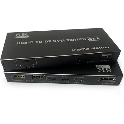 NÖRDIC USB-C KVM-kytkin 2–1 DP 8K60Hz 4K144Hz 3xUSB 1x3.5mm NÖRDIC USB-C KVM-kytkin 2–1 DP 8K60Hz 4K144Hz 3xUSB 1x3.5mm