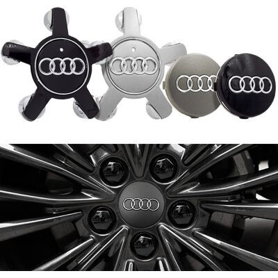 Audi Keskimerkki Auto - 4-Kpl - Silver 68 mm Audi Keskimerkki Auto - 4-Kpl - Silver 68 mm