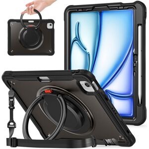 Apple SKALO iPad Air 11 (2024) Erittäin Iskunkestävä Armor-rengas Olkahihnalla Suojakuori - Musta Apple SKALO iPad Air 11 (2024) Erittäin Iskunkestävä Armor-rengas Olkahihnalla Suojakuori - Musta