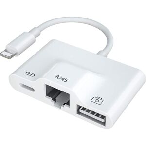 Apple NÖRDIC Lightning-sovitin 1–3 porttia, 1x USB3.1, 1x RJ45 10/100 Mb/s, 1x Lightning lataukseen Apple NÖRDIC Lightning-sovitin 1–3 porttia, 1x USB3.1, 1x RJ45 10/100 Mb/s, 1x Lightning lataukseen