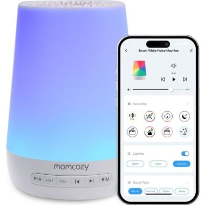 Momcozy Valkoinen Kohinakone - Säädettävät Äänet & Valo, Sovellus Momcozy Valkoinen Kohinakone - Säädettävät Äänet & Valo, Sovellus