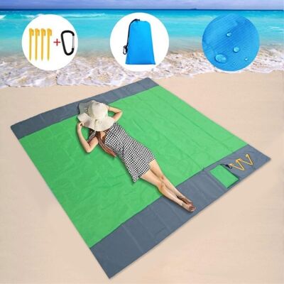 MTK Iso Ranta-käsi 210x200cm Hiekka Vedenpitävä Kevyt Ulkona Rantapyyhe - Vihreä MTK Iso Ranta-käsi 210x200cm Hiekka Vedenpitävä Kevyt Ulkona Rantapyyhe - Vihreä