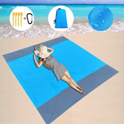 MTK Iso rantamatto 210x200cm Hiekkakestävä Vedenpitävä Kevyt Ulkohuopa Sininen MTK Iso rantamatto 210x200cm Hiekkakestävä Vedenpitävä Kevyt Ulkohuopa Sininen