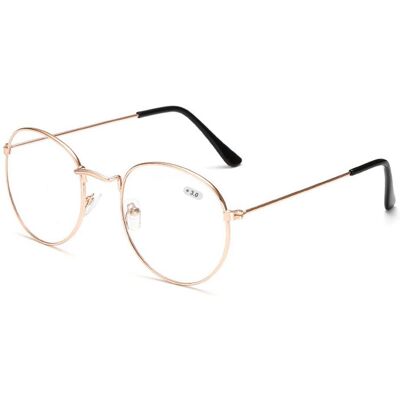 Retro -pyöreä lukulasit lasin lujuus 3.0 kulta Retro -pyöreä lukulasit lasin lujuus 3.0 kulta