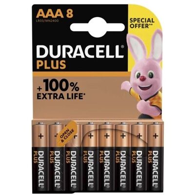 Batteri, Duracell PLUS POWER, AAA alkaliskt, förp. om 8 st Batteri, Duracell PLUS POWER, AAA alkaliskt, förp. om 8 st