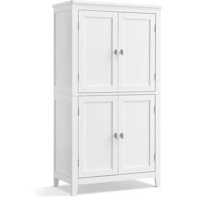 Kylpyhuonekaappi, Kylpyhuoneen Säilytyskaappi, Keittiönkaappi, Vapaasti Seisova 4-ovinen Kaappi, Säädettävät Hyllyt, 30 X 60 X 110 Cm, Valkoinen Kylpyhuonekaappi, Kylpyhuoneen Säilytyskaappi, Keittiönkaappi, Vapaasti Seisova 4-ovinen Kaappi, Säädettävät Hyllyt, 30 X 60 X 110 Cm, Valkoinen