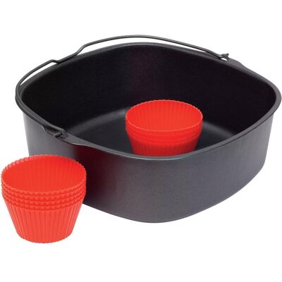 Philips Accessory for Airfyer HD9956/00 Perhekokoinen leivontasarja, , Airfryer XXL: HD9765 & HD9870, Musta, Punainen, Terästä, 220 mm, 220 mm Philips Accessory for Airfyer HD9956/00 Perhekokoinen leivontasarja, , Airfryer XXL: HD9765 & HD9870, Musta, Punainen, Terästä, 220 mm, 220 mm