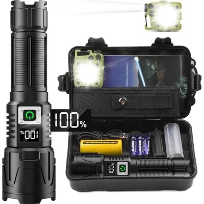 Super Bright LED-taskulamppusetti – 6000 Lumen, 50W, Ladattava & Taktinen & COB camping Super Bright LED-taskulamppusetti – 6000 Lumen, 50W, Ladattava & Taktinen & COB camping