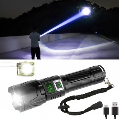 Super Bright LED-taskulamppusetti – 6000 Lumen, 50W, Ladattava & Taktinen & COB camping Super Bright LED-taskulamppusetti – 6000 Lumen, 50W, Ladattava & Taktinen & COB camping