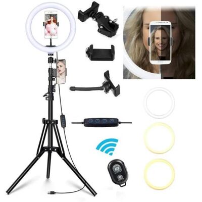 Selfie-ympyrävalo Tech - 26cm, 120 LED, Säädettävä, 3 Moodia Selfie-ympyrävalo Tech - 26cm, 120 LED, Säädettävä, 3 Moodia