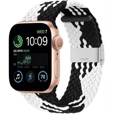 Punottu kellon ranneke Apple Watch SE 2022 (44mm) - Blackwhite Punottu kellon ranneke Apple Watch SE 2022 (44mm) - Blackwhite