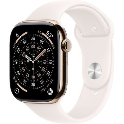Apple Watch Series 11 GPS + Cellular 46mm Gold Titanium Case with Light Blush Sport Band - M/L Apple Watch Series 11 GPS + Cellular 46mm Gold Titanium Case with Light Blush Sport Band - M/L