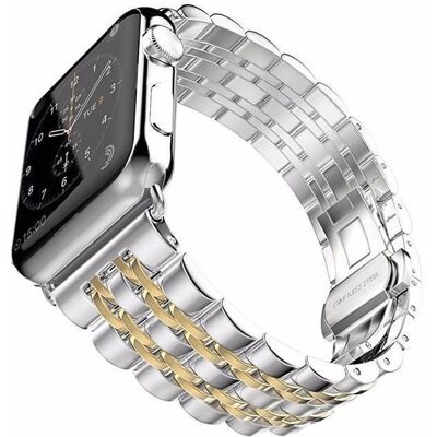 SKALO Metalliranneke, 5 lenkkiä Apple Watch Series 7-9 41mm SKALO Metalliranneke, 5 lenkkiä Apple Watch Series 7-9 41mm
