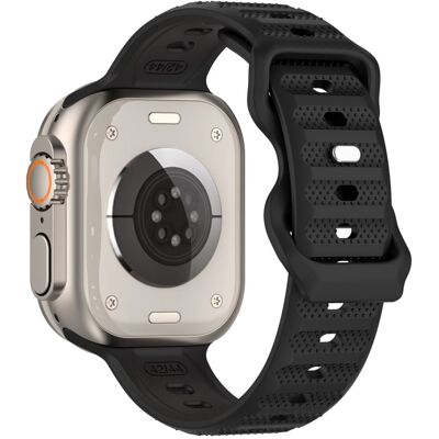 Silikoninen ranneke Apple Watch 41mm/40mm/38mm Series 9/8/7/6/5/4/SE (2022/2023) - Musta Silikoninen ranneke Apple Watch 41mm/40mm/38mm Series 9/8/7/6/5/4/SE (2022/2023) - Musta