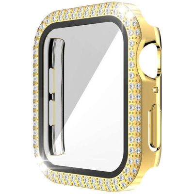Apple Watch Series 9 8 7 45mm Watch Case Rhinestone Electroplating Watch Cover karkaistua lasia elokuva - Kulta Apple Watch Series 9 8 7 45mm Watch Case Rhinestone Electroplating Watch Cover karkaistua lasia elokuva - Kulta