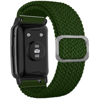 Huawei Watch Fit / Watch Fit Special Edition kellon hihna Nylon punottu elastinen rannehihna - Armeijan Vihreä Huawei Watch Fit / Watch Fit Special Edition kellon hihna Nylon punottu elastinen rannehihna - Armeijan Vihreä