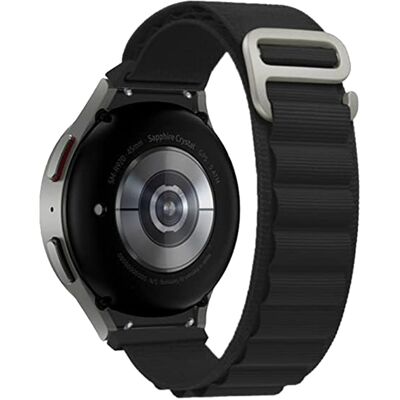 KALEBOL KLB-GSNL-001 Samsung Galaxy Watch6 / Watch6 Classic / Watch 5 Nylon-kellohihna Säädettävä hihna - Musta KALEBOL KLB-GSNL-001 Samsung Galaxy Watch6 / Watch6 Classic / Watch 5 Nylon-kellohihna Säädettävä hihna - Musta