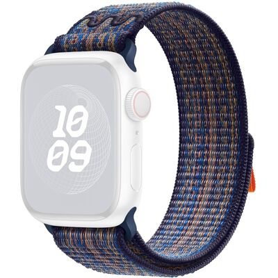 KALEBOL Apple Watch Series 41mm - 40mm - 38mm yleiskellonauha nailonhihna - Safiiri + Oranssi KALEBOL Apple Watch Series 41mm - 40mm - 38mm yleiskellonauha nailonhihna - Safiiri + Oranssi
