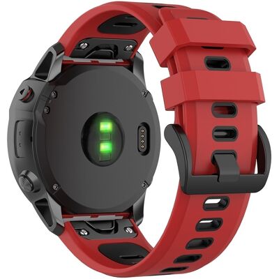 KALEBOL KLB-SSPWGJ-001 Garmin Fenix 7S / 7S Pro / QuickFit silikoninen kellonauha 20mm korvaava hihna - Punainen / Musta KALEBOL KLB-SSPWGJ-001 Garmin Fenix 7S / 7S Pro / QuickFit silikoninen kellonauha 20mm korvaava hihna - Punainen / Musta