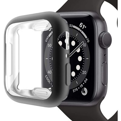 Apple Watch SE (2022) / SE / 6 / 5 / 4 44mm Pehmeä joustava asia Galvanointi Watch Case Cover näytönsuojalla - Musta Apple Watch SE (2022) / SE / 6 / 5 / 4 44mm Pehmeä joustava asia Galvanointi Watch Case Cover näytönsuojalla - Musta