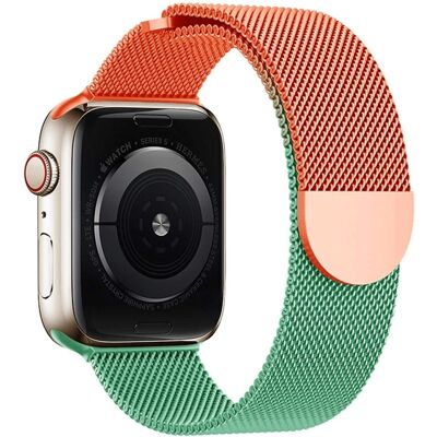 Apple Watch Series 49mm - 45mm - 44mm - 42mm - Gradient Milanese Strap - Oranssi + Vihreä Apple Watch Series 49mm - 45mm - 44mm - 42mm - Gradient Milanese Strap - Oranssi + Vihreä