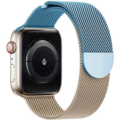 Apple Watch Series 49mm - 45mm - 44mm - 42mm - Gradient Milanese Strap - Sininen + Ruusukulta Apple Watch Series 49mm - 45mm - 44mm - 42mm - Gradient Milanese Strap - Sininen + Ruusukulta