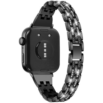 Huawei Watch Fit 3 Metal Band Strassi koristeltu Smart Watch ranteen hihna - Musta Huawei Watch Fit 3 Metal Band Strassi koristeltu Smart Watch ranteen hihna - Musta