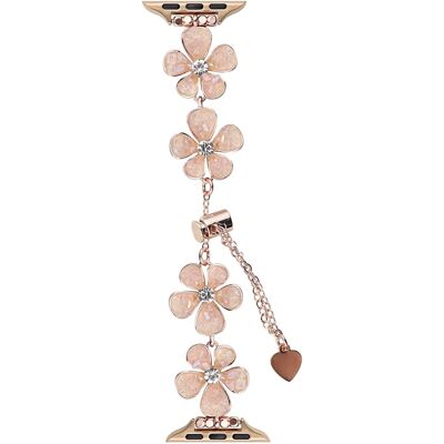 Apple Watch Series 49mm - 45mm - 44mm - 42mm kukkaketjuranneke - Pinkki Apple Watch Series 49mm - 45mm - 44mm - 42mm kukkaketjuranneke - Pinkki