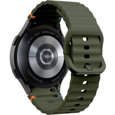 KALEBOL Samsung Galaxy Watch7 44mm 40mm / Watch FE 40mm silikoninen kellonauha aaltomuotoinen rannehihna - Armeijan Vihreä KALEBOL Samsung Galaxy Watch7 44mm 40mm / Watch FE 40mm silikoninen kellonauha aaltomuotoinen rannehihna - Armeijan Vihreä
