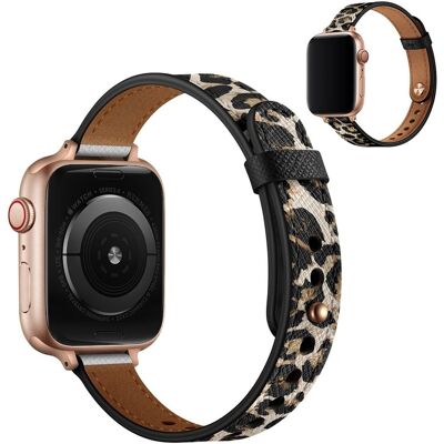Apple Watch 42mm - 44mm ylätasoinen aitoa nahkaa oleva kellonhihna - Leopardi Apple Watch 42mm - 44mm ylätasoinen aitoa nahkaa oleva kellonhihna - Leopardi