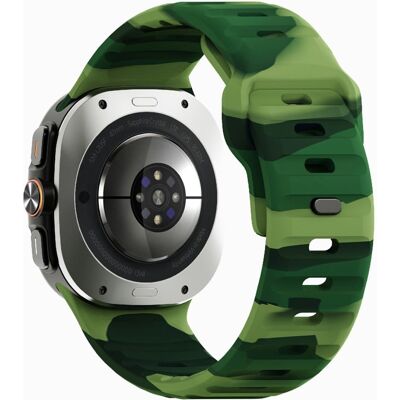 Samsung Galaxy Watch Ultra 47mm silikoni ranneke hengittävä urheilukellon hihna - Armeijan Vihreä / Naamiointi Samsung Galaxy Watch Ultra 47mm silikoni ranneke hengittävä urheilukellon hihna - Armeijan Vihreä / Naamiointi