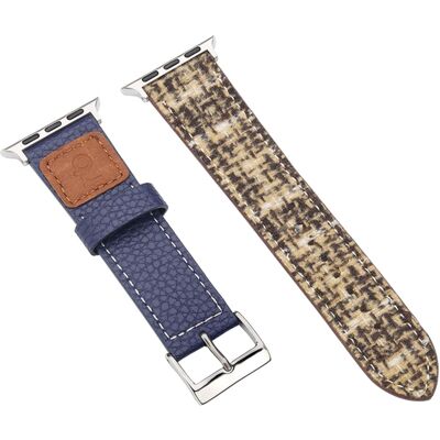 Villa + nahkaranneke Apple Watch Series 41mm - 40mm - 38mm - Sininen + Kahvi Villa + nahkaranneke Apple Watch Series 41mm - 40mm - 38mm - Sininen + Kahvi
