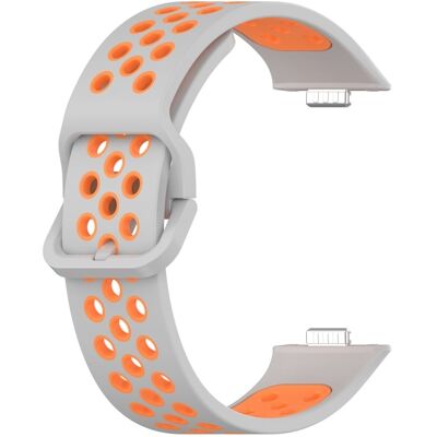 Huawei Watch Fit 3 silikoninen kellonauha kaksivärinen säädettävä kellohihna - Harmaa Oranssi Huawei Watch Fit 3 silikoninen kellonauha kaksivärinen säädettävä kellohihna - Harmaa Oranssi