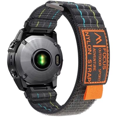 Garmin Fenix 7 / Fenix 7 Pro Nylon Sport Band QuickFit 22mm säädettävä korvaava hihna - Harmaa Garmin Fenix 7 / Fenix 7 Pro Nylon Sport Band QuickFit 22mm säädettävä korvaava hihna - Harmaa