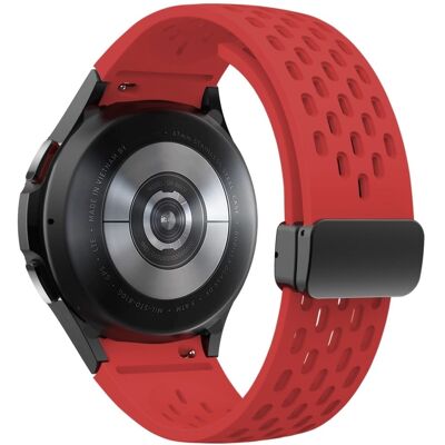 Silikonihihna Samsung Galaxy Watch7 / Watch6 / Watch 5 44mm 40mm rannehihna mustalla magneettisoljella - Punainen Silikonihihna Samsung Galaxy Watch7 / Watch6 / Watch 5 44mm 40mm rannehihna mustalla magneettisoljella - Punainen