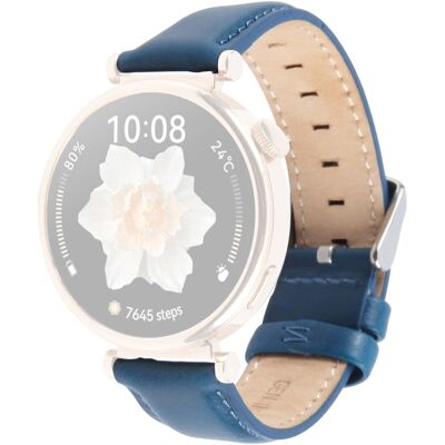 Garmin Lily 2 Active / Lily 2 Rannehihna 14mm Top Layer Cowhide Nahkakellon ranneke - Sininen Garmin Lily 2 Active / Lily 2 Rannehihna 14mm Top Layer Cowhide Nahkakellon ranneke - Sininen