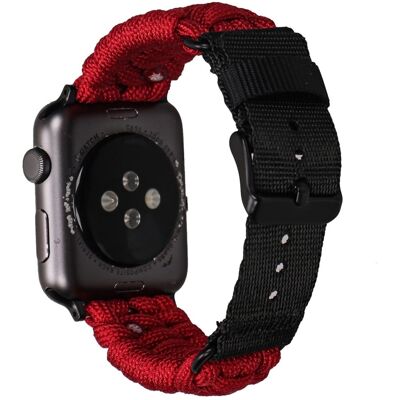 Nylon-kellohihna Apple Watch Series 10 42mm yhden silmukan ranneke - Viininpunainen Nylon-kellohihna Apple Watch Series 10 42mm yhden silmukan ranneke - Viininpunainen