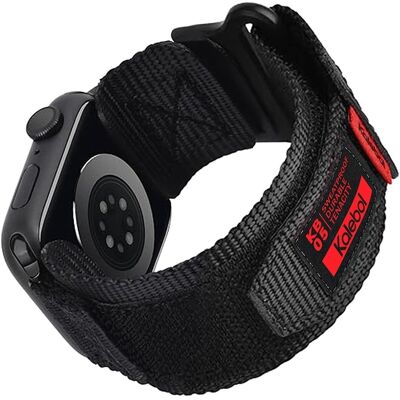 KALEBOL Nylon-kellohihna Apple Watch Series 10 42mm -rannehihna, jossa on taikanauha - Musta KALEBOL Nylon-kellohihna Apple Watch Series 10 42mm -rannehihna, jossa on taikanauha - Musta