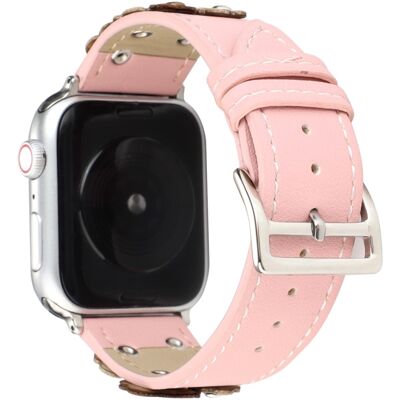 Kellonhihna Apple Watch Series 10 46mm Kukkainen nahkahihna - Pinkki Kellonhihna Apple Watch Series 10 46mm Kukkainen nahkahihna - Pinkki