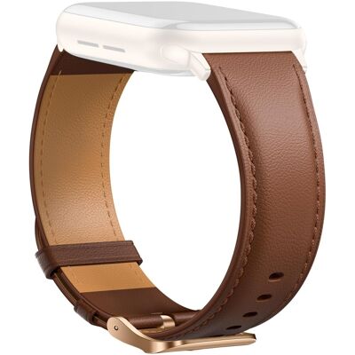 Nahkaranneke Apple Watch Series 10 46mm 46mm teräväkärkinen hihna galvanoitu solki - Ruskea / Ruusukulta Nahkaranneke Apple Watch Series 10 46mm 46mm teräväkärkinen hihna galvanoitu solki - Ruskea / Ruusukulta